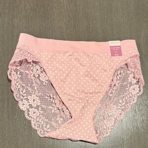 Ambrielle Pink Polka Dot Lace Briefs